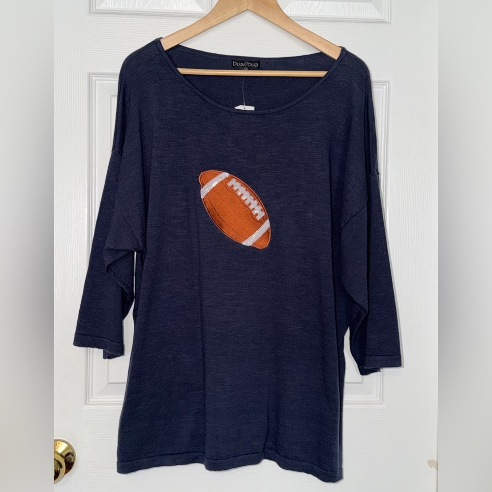 Women's XXL Navy Blue Sweater with Football Graphic